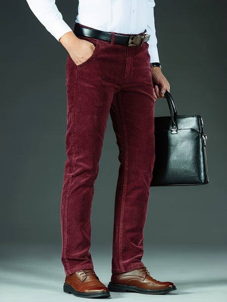 Men's Four-Season Corduroy Slim Fit Straight-Leg Casual Trousers