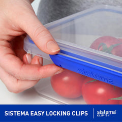 Sistema KLIP IT Food Storage Container | 7 L | Stackable & Airtight Fridge/Freezer Food Box with Lid | Bpa-Free Plastic | Blue Clips | 1 Count