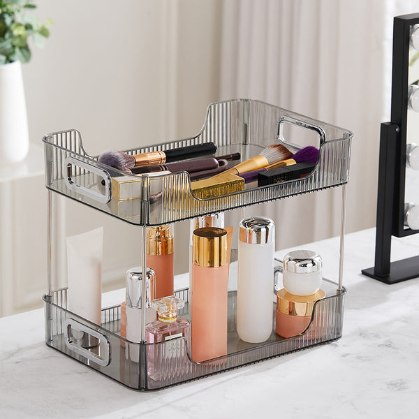 Grey/Clear/Green Stackable Makeup Storage Box with Modern Acrylic Design, Cosmetic Display Organizer for Office Desk and Dressing Table, Practical Desktop Organizer Rack for Jewelry and Lipstick, Perfect Gift Idea for Women and Girls