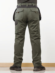 Men's Elastic Cargo Pants with Multiple Pockets, All-Season Style, 1 Piece, Middle Eastern Style