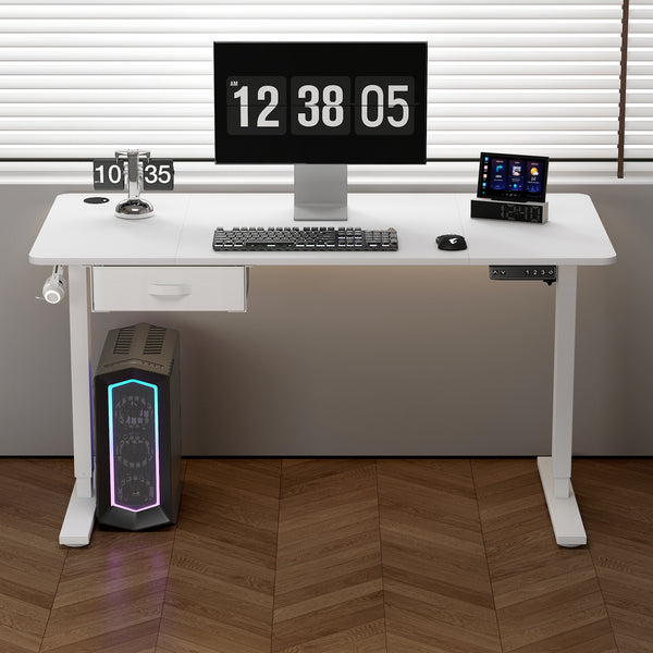 Electric Standing Desk, Sit Stand Table, Height Adjustable Electric Standing Computer Desk with USB Charging Port and Desk Drawer for Home Office