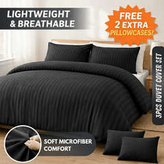 3pcs Lightweight Stripe Duvet Cover Set – Soft Breathable Microfiber Bedding Set, Cool Fresh Spring Summer Design, Easy Care, Includes 2 Free Pillowcases, All seasons use