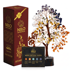 7 Chakra Crystal Tree of Life - Healing Crystal Bonsai Tree for Spiritual Home Office Decor, Positive Energy Gift for Women Men, Yoga & Meditation Room Accessories by Nilo Crystals with Mini Crystal Guide
