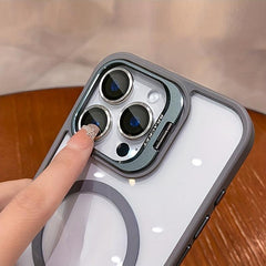 Phone Case: Luxury Transparent Magnetic Wireless Charging Metal Lens Bracket Case for iPhone 17 Promax/Pro/ Air, 16 Plus, 15, 14 Pro Max, 13, 12, 11 and Samsung Galaxy S22/23/24/25 Plus Ultra FE.A Perfect Gift. Shockproof Phone Armor, Sleek Phone