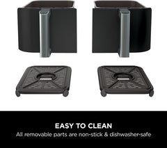 Ninja Foodi Dual Zone Digital Air Fryer, 2 Drawers, 7.6L, 6-In-1, Uses No Oil, Air Fry, Max Crisp, Roast, Bake, Reheat, Dehydrate, Cooks 4-6 Portions, Non-Stick, Dishwasher Safe Baskets, Black AF300UK