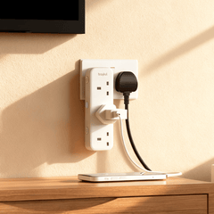 baykul 1pc Vertical Design Extension Socket, UK Plug Plug Adaptor3 AC UK Outlets With Independent Switch, Suitable For Home Office Dorm