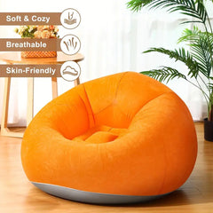 1PC Orange Spherical Inflatable Sofa, Large Inflatable Sofa, Equipped with Manual Inflation Pump, Suitable for Use in Living Room/veranda/bedroom, Size 100*100*58.5cm