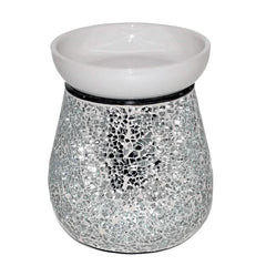 Electric Wax Melt Burner Lamp Scented Tart Fragrance Aroma Warmer Silver Mosaic Crackle