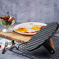 Round 7 Inch Cast Iron Grill Press with Wooden Handle - Heavy-Duty Burger Weight Press for Kitchen Use