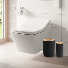 6pc Grey Black White Bathroom Accessories- Bathroom Bin And Toilet Brush Set- Durable Toothbrush Holder Cup- Soap Dispenser With Pump- Soap Dish Holder