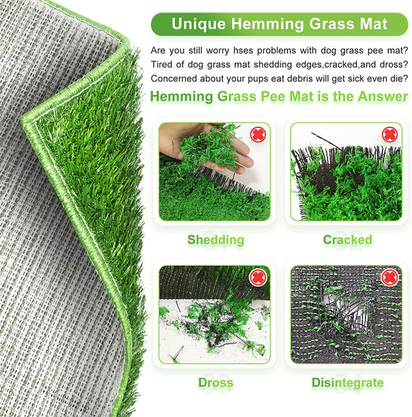 Hompet Dog Toilet Indoor Puppy Training Pad, Dog Potty Pet Training Grass Mat, Removable Waste Tray for Easier Clean Up, Non-Toxic Artificial Turf, (76×51 Cm)