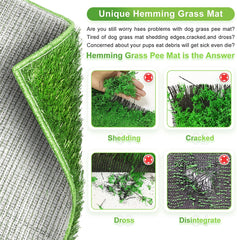 Hompet Dog Toilet Indoor Puppy Training Pad, Dog Potty Pet Training Grass Mat, Removable Waste Tray for Easier Clean Up, Non-Toxic Artificial Turf, (76×51 Cm)