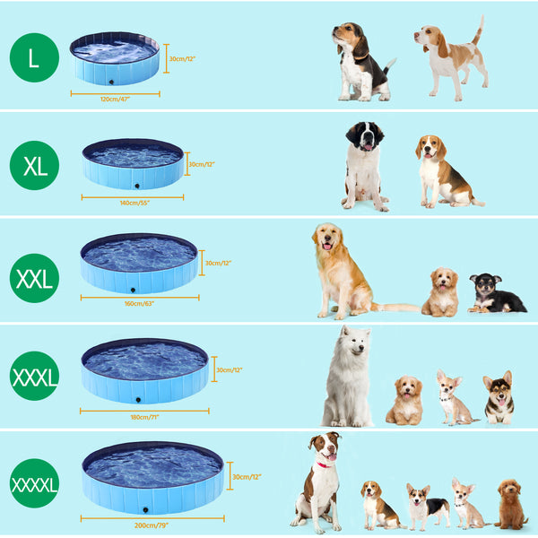 Costoffs Pet Pool Foldable Dog Swimming Pool, Pet Pool Portable Bathing Swimming Tub for Garden/Beach/Yard/Home, L/XL/XXL/XXXL, Blue/Grey/Black/Ocean Blue