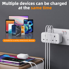 baykul Multifunctional UK Plug Socket with 2 Standard UK Sockets, 2 Schuko Sockets, 3 USB Ports, Max 3250W, Surge Protection, Fire-Resistant Material, Compact and Lightweight for Home/Office/Travel Use ideal for Christmas travel
