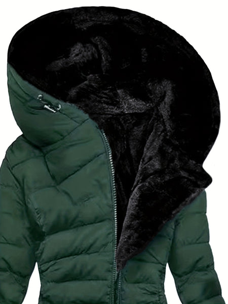 Women's Zip-Up Long Sleeve Slim Fit Padded Hooded Coat