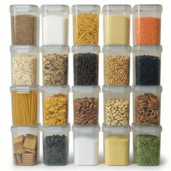 AEX Airtight Food Storage Container 1.6L – BPA-Free Plastic Food Storage Container with 4-Way Lock Lid, Leakproof Dry Food Storage Container for Cereal, Flour, Sugar, Rice & Pasta (Set of 10/20/30)