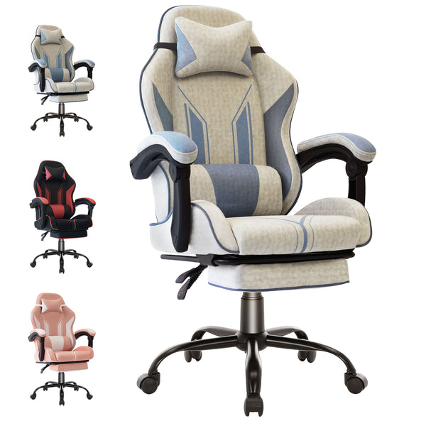 Gaming Chair Computer Chair Office Chair Racing Chair Desk Chair Swivel Chair Cute Gamer Chair Ergonomic Chair with Footrest And Backrest Support, Chair for Adult Gray