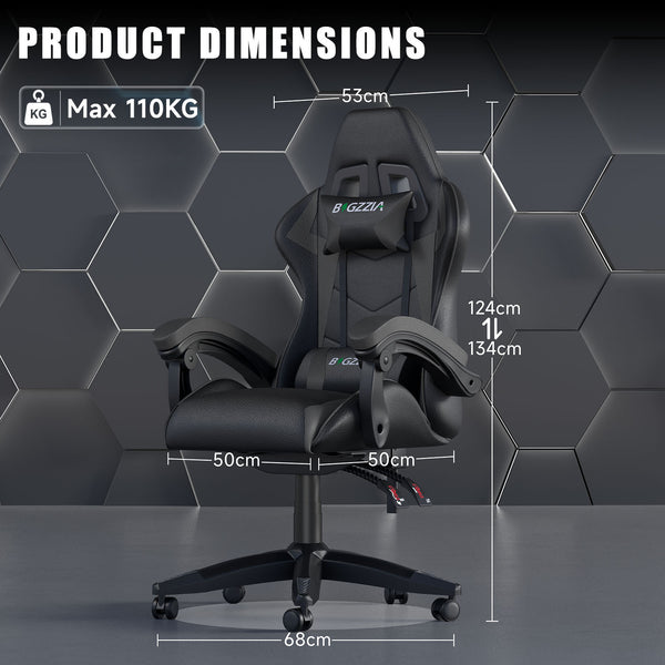 GartistGo Ergonomic Gaming Chair - Gamer Chairs with Lumbar Cushion + Headrest, Height-Adjustable Office & Computer Chair for Adults, Girls, Boys (Without footrest)
