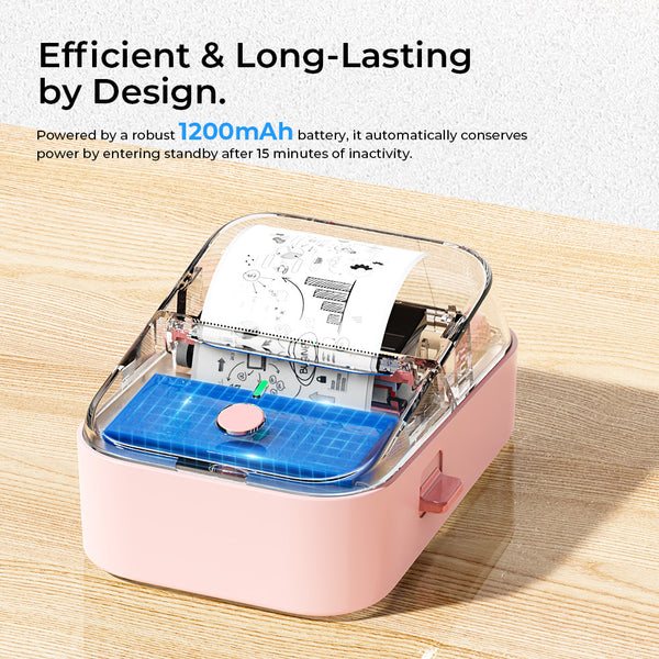 PM260B Portable Wireless Thermal Label Maker - 203DPI HD Printing, 1200mAh Long Battery, Auto-Calibration, Compatible with Mobile & Computer Systems, for Home Storage / Office Organization / Personal Item Sorting (Labels Included)