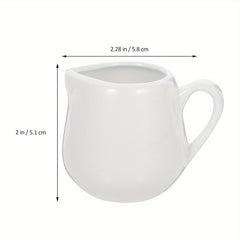 4pcs 50/ 100ml Ceramic Creamer Jugs - Porcelain serving jugs with milk spoons, Sauce jugs, Sauce boats, Pottery creamer jugs with handles for kitchen, coffee and tea - perfect for sauces, syrups and creams (white)