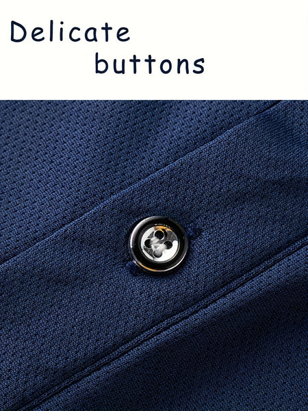 4pcs Set Men'S Summer Short Sleeve Polo Shirts, Solid Color Design, Regular Sleeve, Summer New Style, Casual Fashion, Breathable, Lapel Design, Pullover, Weekend Casual Wear, 140 Gsm Fabric Weight