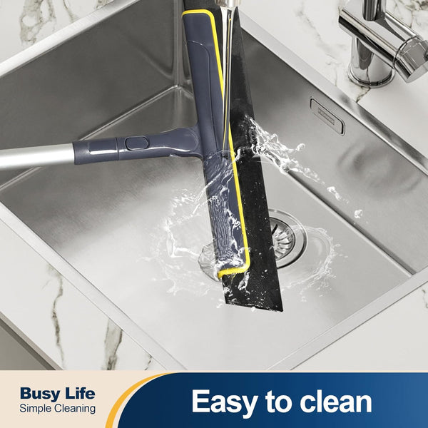 Yocada Floor Squeegee 51In Broom Perfect for Shower Bathroom Kitchen Home Tile Pet Hair Fur Floor Marble Glass Window Water Foam Cleaning Long Adjustable Removable Handle Anti-Static Household