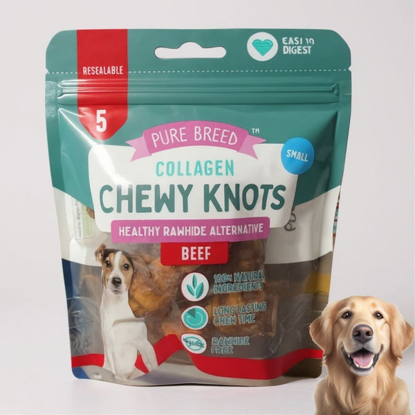 Collagen Chewy Knots for Dogs | Healthy Rawhide Alternative | Beef Flavour Long-Lasting Chews | Pack of 2 Assorted flavour