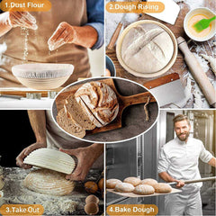 Round Rattan Bread Proofing Basket - European Style Baking Kit with Cloth Liner - Kitchen Bakery Tool for Artisan Bread (11cm X 6cm)