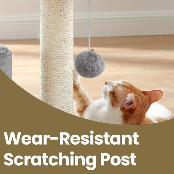 Cat Condo with Sisal Scratching Post, Bed, Smokey, Light