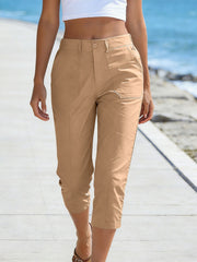 Women'S High-Waisted Straight-Leg Cropped Casual Pants | Side-Pocket Design, Breathable Drape Fabric, Office & Commute Pants | 2026 Summer New Arrival Women'S Casual Pants, Summer Women'S Clothing, Women'S, Affordable