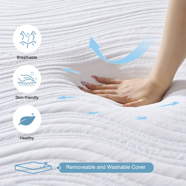 15/18/20cm Double Mattress, Memory Foam Mattress - Soft Comfortable Fabric Medium Softness For Optimal Body Support & Comfortable Sleep In Single, Small Double, Double Sizes