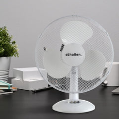 Schallen 16 Inch Electric Desk Fan Oscillating Table Fan 3 Speed Quiet Cooling Fan Adjustable Head Worktop Office Home Bedroom Air Circulator Fan Modern Design Portable Electric Desk Fan White Black or Grey UK Plug Summer Cooling Fan