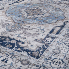 Montana Oriental Rug – Durable and Non-Shedding Area Rug for Living Room, Kitchen, Dining Room, Nursery, and Bedroom – Navy and Cream Colours – Easy Maintenance, Pet-Friendly.