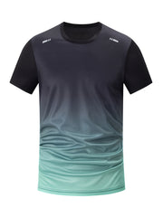 5pcs Men's Quick-Dry Gradient Color - suitable for swimming & outdoor training T-Shirts - Breathable Short Sleeve Summer Athletic Shirts with Loose Fit (5pcs Bulk)
