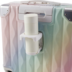 Cabin Luggage, Multifunctional Suitcase, Travel Suitcase, Carry-on Luggage with Cup Holder, Stand, Hook, Dreamy Rainbow Gradient Luggage 18 Inch, Lightweight & Durable Trolley Case with Spinner Wheels