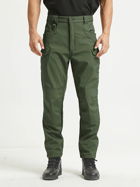 1PC Men's -Lined Warm Tactical Cargo Pants, Thick Winter Style, Multi-Pocket, Windproof Snowproof, Micro-Stretch Fabric, Suitable for Outdoor Hiking, Fishing, Casual Outings, No Belt