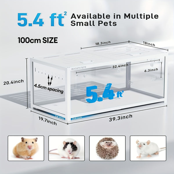 BUCATSTATE Hamster Cage 3.0: 100/120cm(Only 120cm Free 20L Paper Bedding) Spacious Stackable Metal Cage for Dwarf And Syrian Hamsters, Gerbils, And Mice Easy Top Access And Quick Assembly, Hamster Accessories