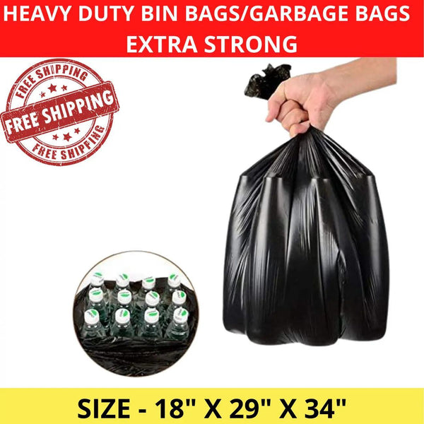 EXTRA STRONG HEAVY DUTY BLACK BIN LINERS RUBBISH BAGS WASTE REFUSE GARBAGE SACKS