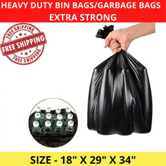 EXTRA STRONG HEAVY DUTY BLACK BIN LINERS RUBBISH BAGS WASTE REFUSE GARBAGE SACKS
