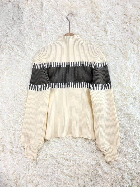 High Neck Pullover Skirt Split Two-Piece Color Block Contrast Thick Long Sleeve Sweater Set, Winter Wardrobe, Elegant Style, Color Block Design, Thick Fabric, Pullover Top, Long Sleeve Skirt, Women'S Fashion, Office Wear