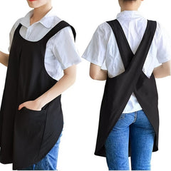 Women' Vintage Cotton- Apron with Adjustable No-Tie Waist - Wide Strap Loose Fit Kitchen Apron Suitable for Cooking,, Crafting & - 1 Style
