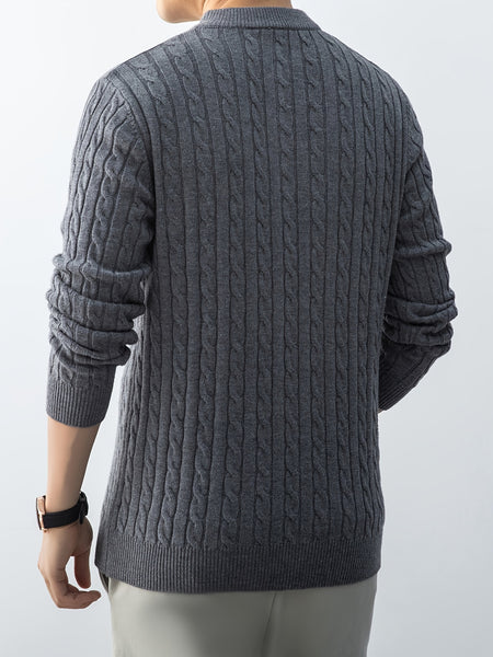 Christmas Gift for Men, New Twist Zipper Collar Pullover Sweater, Autumn And Winter Style, with Velvet, Thickened, Warm And Cold-Resistant, Can Be Worn Inside Or Outside, Casual And Versatile Essential, Knit