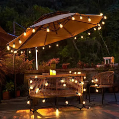 Dimmable Solar Outdoor String Lights - 100ft/60ft/50ft G40 Solar Powered Garden Lights, Remote 3 Timer 8 Modes Waterproof Outside Festoon Lights for Gardens Patios Fences Pergolas
