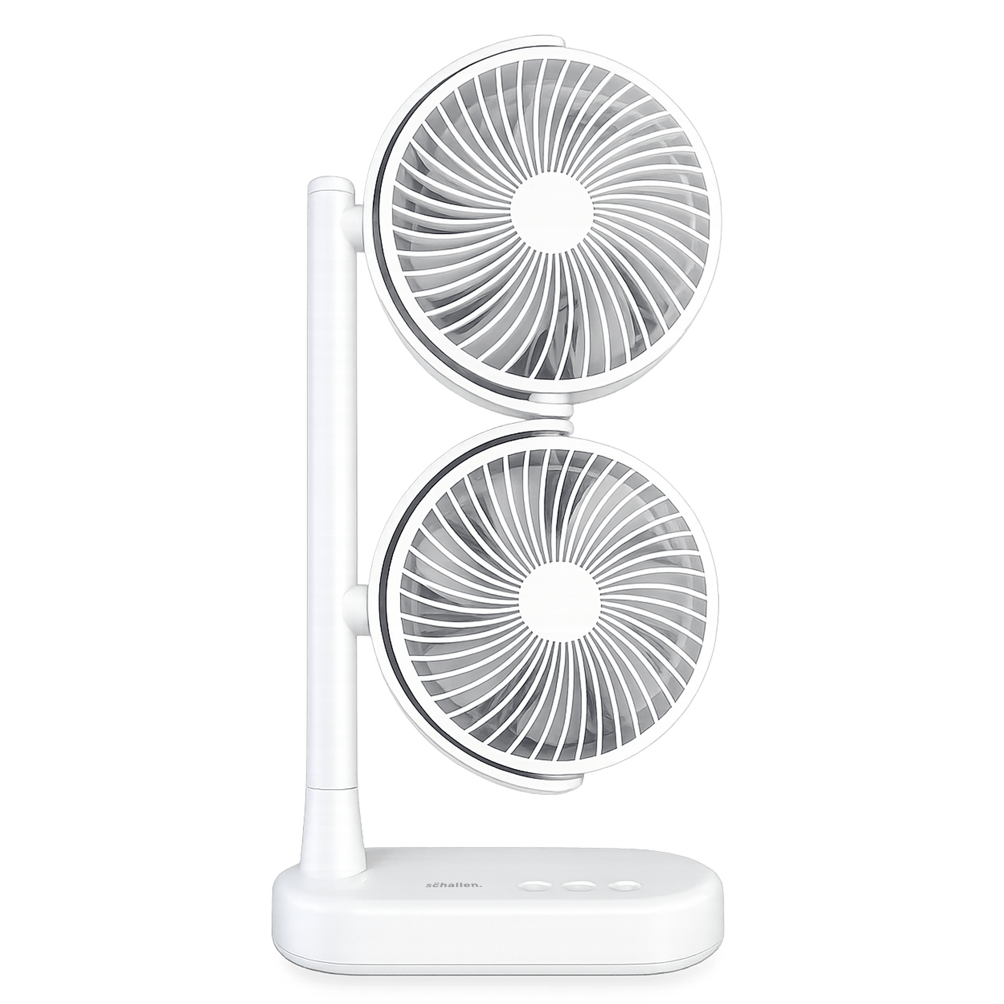 Schallen Desk Fan Double Head Fan with USB-C Power | Portable Dual Head Cooling Fan with 2 Adjustable Speeds | Table Desk Fan for Home, Office, Bedroom | Available in Black or White