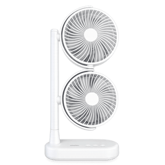 Schallen Desk Fan Double Head Fan with USB-C Power | Portable Dual Head Cooling Fan with 2 Adjustable Speeds | Table Desk Fan for Home, Office, Bedroom | Available in Black or White