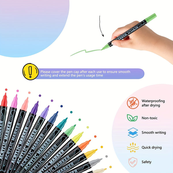 36 Colors Dual Tip Acrylic Pens Markers