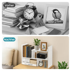 Expandable Desk Wood Desktop Book Shelf Organiser Office Storage Bookcase for Home or Office