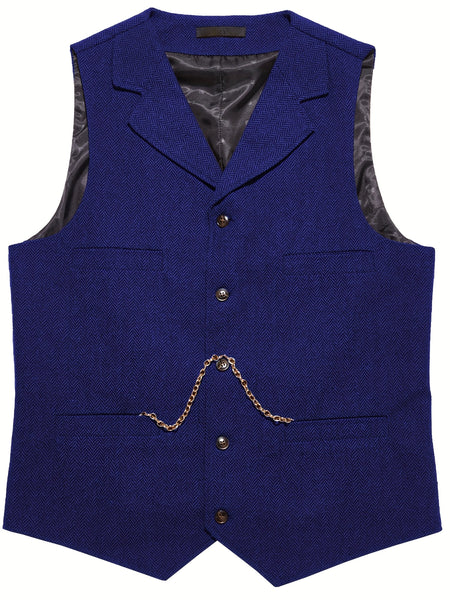 Men'S Vest Retro Fashion Groom Wedding Party Vest Men'S Herringbone Casual Business Waistcoat