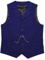 Men'S Vest Retro Fashion Groom Wedding Party Vest Men'S Herringbone Casual Business Waistcoat