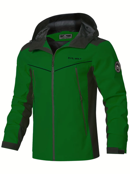 Men's Patchwork Slim-fit Jacket, Suitable for Spring and Autumn Wear, Men's Long-zipper Large-pocket Varsity-style Jacket